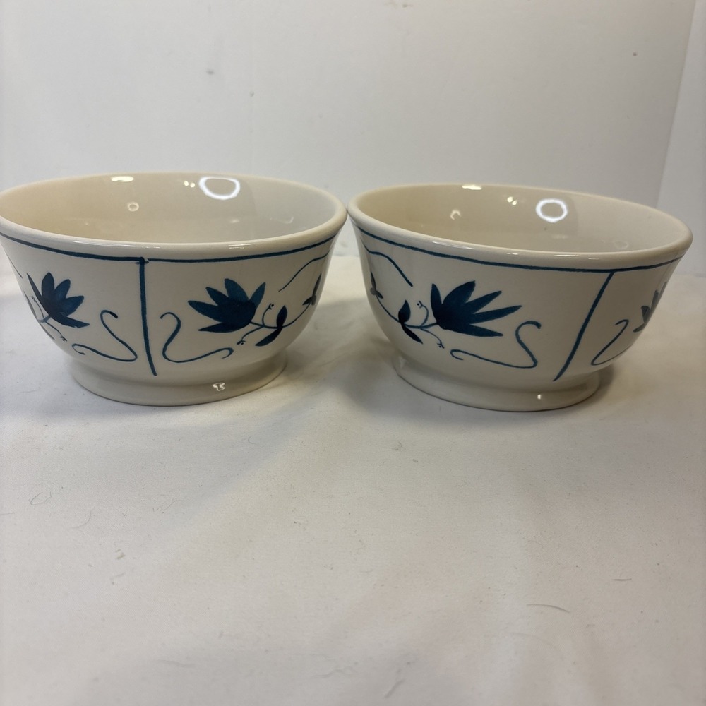 2 Quality Foods Magnolia Designed 5 3/4" Floral Painted Cereal Bowls Waco TX